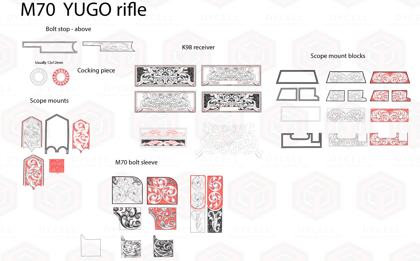 Engraving vector artwork and template Serbian K98 - M70 rifle