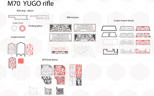 Engraving vector artwork and template Serbian K98 - M70 rifle