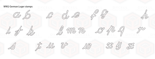 Engraving vector artwork WW2 German Luger stamps - letters