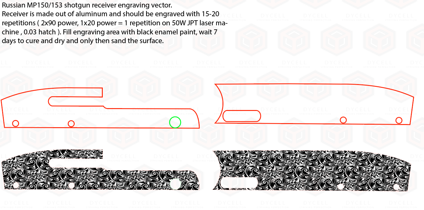 Russian MP-150 153 shotgun Baikal ezcad fiber laser engraving engraved